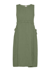 LINEN TIE-CUT DRESS - ORANGE - Linen Clothing for Women | DEHA