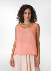 FRINGED LINEN GAUZE TOP - ORANGE - NEW COLLECTION: SS 24 | DEHA