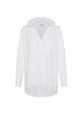 TEXTURED OVERSIZE HOODIE - WHITE - Sweaters | DEHA
