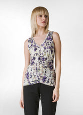 LEOPARD ALLOVER GATHERED TOP - PURPLE - Tops & T-Shirts | DEHA
