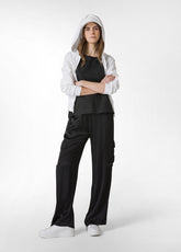 SATIN CARGO PANTS - BLACK - Mommy Friendly Fashion | DEHA