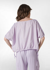 SATIN COMBINED BALLOON FIT BLOUSE - PURPLE - ORCHID LILAC | DEHA