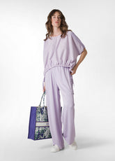 SATIN COMBINED BALLOON FIT BLOUSE - PURPLE - ORCHID LILAC | DEHA