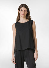 SATIN COMBINED SLEEVELESS TOP - BLACK - Glam occasions | DEHA