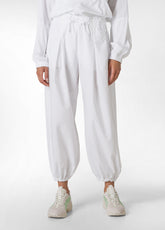 SATIN COMBINED SLOUCHY PANTS - WHITE - WHITE | DEHA