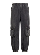 MARBLED TENCEL™ CARGO PANTS - BLACK - Pants | DEHA