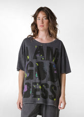 T-SHIRT OVER MARMORIZZATA CON GRAFICA NERO - Top & T-shirts | DEHA
