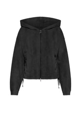 MARBLED FULL-ZIP HOODIE - BLACK - Sweaters | DEHA