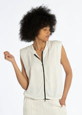 SLEEVELESS CADY VEST, WHITE - Knitwear - Outlet | DEHA