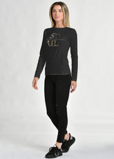 LONG SLEEVE GRAPHIC T-SHIRT, BLACK - T-shirts - Outlet | DEHA