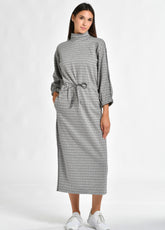 HOUNDSTOOTH LONG DRESS, GREY - Dresses, skirts, and suits - Outlet | DEHA