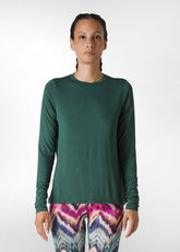 LANGÄRMELIGES YOGA-T-SHIRT, GRUEN - FOREST GREEN | DEHA