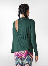 LANGÄRMELIGES YOGA-T-SHIRT, GRUEN - FOREST GREEN | DEHA