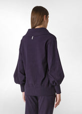 LOUNGE-SWEATSHIRT MIT REISSVERSCHLUSS, LILA - AUBERGINE VIOLET | DEHA