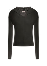 CASHMERE BLEND LONG SLEEVE T-SHIRT, BLACK - Leisurewear | DEHA