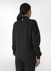 RIBBED TRIMS FULL ZIP SWEATSHIRT, BLACK - BLACK | DEHA