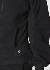RIBBED TRIMS FULL ZIP SWEATSHIRT, BLACK - BLACK | DEHA