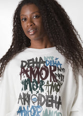 SWEATSHIRT MIT RUNDHALSAUSSCHNITT MIT AUFDRUCK, W - MILK WHITE | DEHA