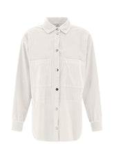 CORDUROY COMBINED SHIRT, WHITE - Shirts & Blouses | DEHA
