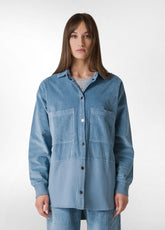 CORDUROY COMBINED SHIRT, BLUE - Winter Sale: -40% on winter looks | DEHA