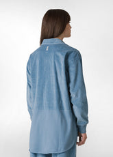 CORDUROY COMBINED SHIRT, BLUE - MIDBLUE | DEHA