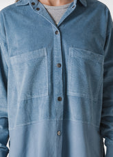 CORDUROY COMBINED SHIRT, BLUE - MIDBLUE | DEHA