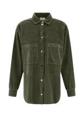 CORDUROY COMBINED SHIRT, GREEN - Shirts & Blouses | DEHA