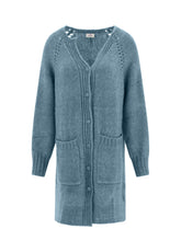 FLUFFY LONG CARDIGAN, BLUE - Gift exclusivity: elegance and refinement | DEHA