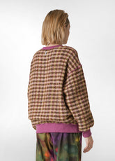 FELPA JACQUARD GIROCOLLO ROSA - ROSE & RED CHECK | DEHA