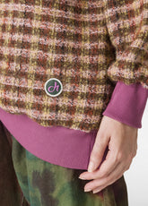 FELPA JACQUARD GIROCOLLO ROSA - ROSE & RED CHECK | DEHA