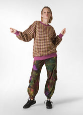 FELPA JACQUARD GIROCOLLO ROSA - ROSE & RED CHECK | DEHA
