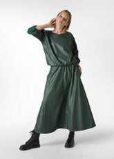 FELPA COMBINATA EFFETTO PELLE VERDE - FOREST GREEN | DEHA
