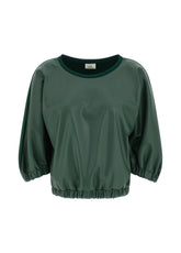 FELPA COMBINATA EFFETTO PELLE VERDE - FOREST GREEN | DEHA