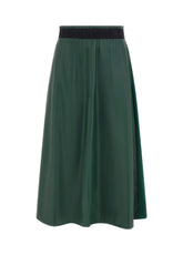 COMBINED FAUX LEATHER SKIRT, GREEN - Glam occasions | DEHA